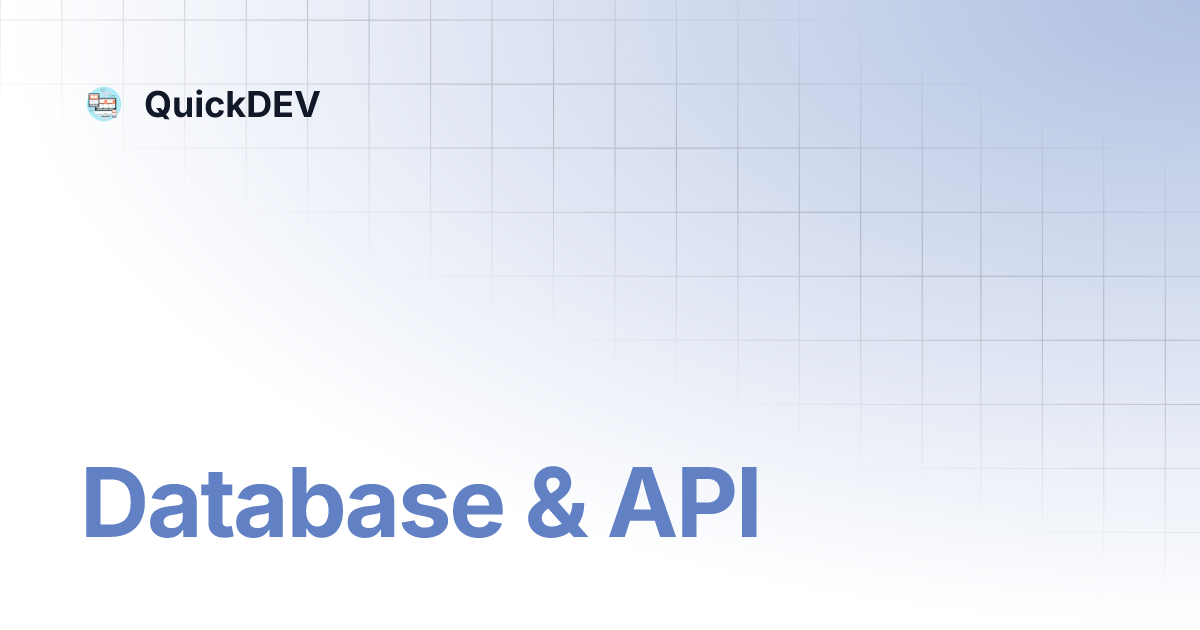 Database api quickdev